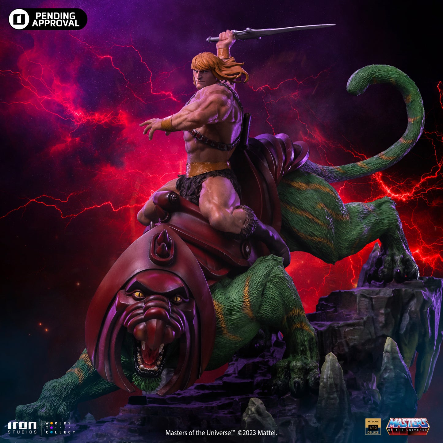 Iron Studios Masters of the Universe He-Man and Battle Cat Deluxe Art Scale 1/10 Statue
