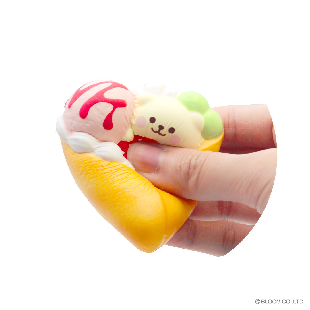 iBloom Squishy Marshmallow Bear’s Strawberry Crepe Mini Strawberry Kawaii Soft Scented Slow Rising Stress Relief