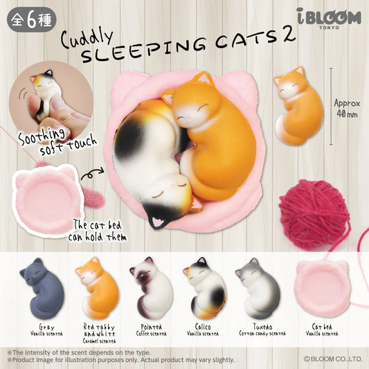 iBloom Squishy ★Capsule Toys★ Cuddly Sleeping Cats 2 Kawaii Soft Scented Slow Rising Stress Relief