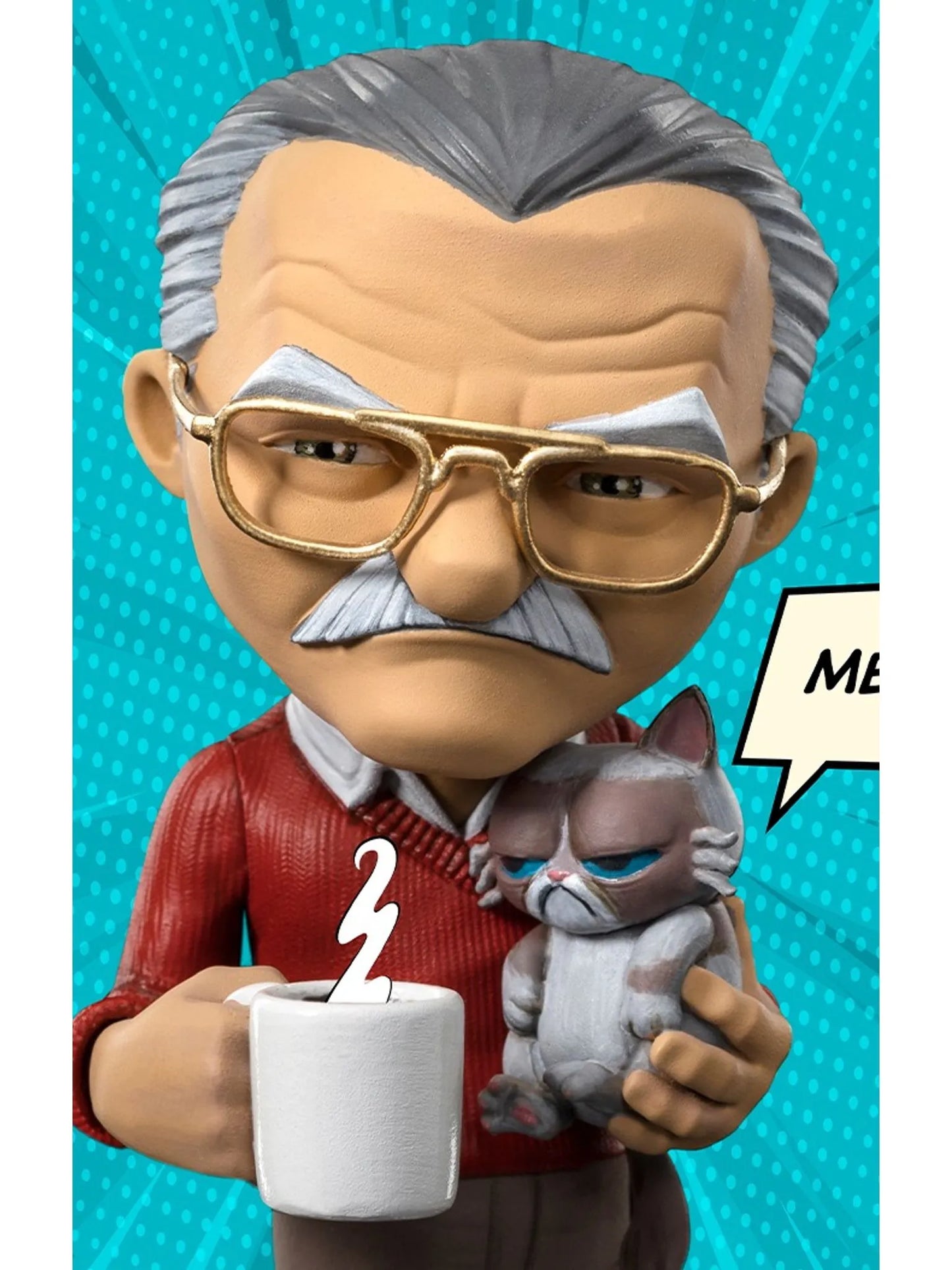 Iron Studios Marvel Stan Lee with Grumpy Cat POW! MiniCo Statue