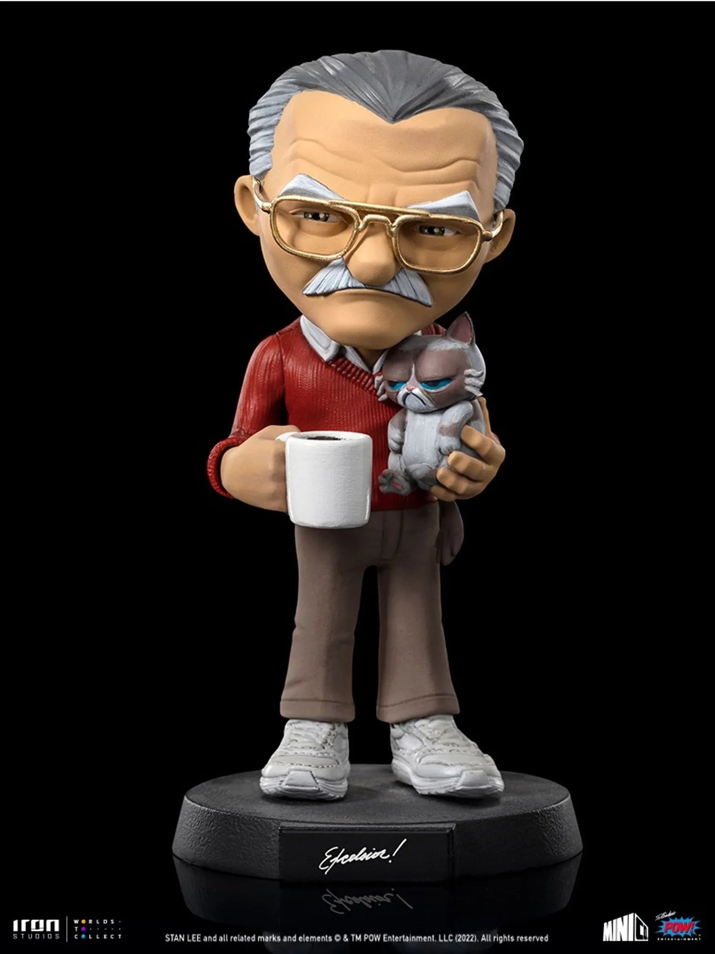 Iron Studios Marvel Stan Lee with Grumpy Cat POW! MiniCo Statue