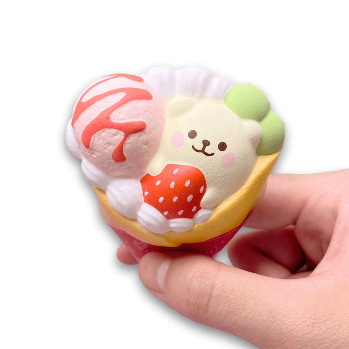 iBloom Squishy Marshmallow Bear’s Strawberry Crepe Mini Strawberry Kawaii Soft Scented Slow Rising Stress Relief