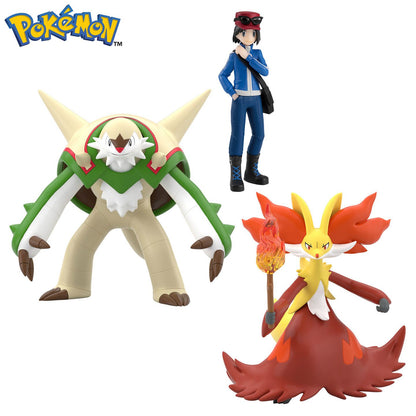 Bandai Pokémon Calem Chesnaught Delphox Kalos Region Scale World 1/20 Figure Set