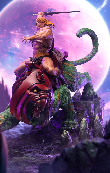 Iron Studios Masters of the Universe He-Man and Battle Cat Deluxe Art Scale 1/10 Statue