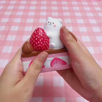 iBloom Squishy Big Strawberry Shortcake Strawberry chocolate cake Kawaii Soft Scented Slow Rising Stress Relief